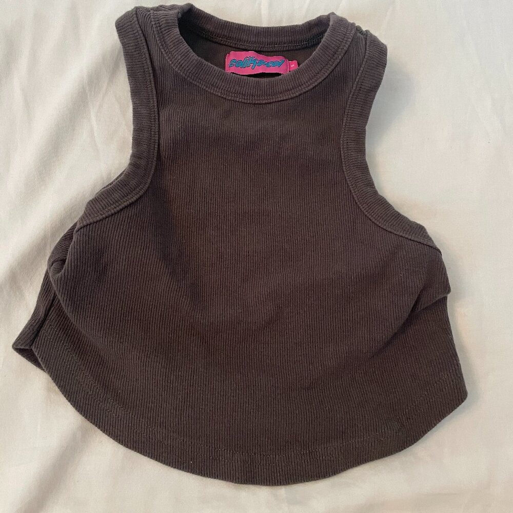 Edikted high neck halter cropped top dark gray Size:S